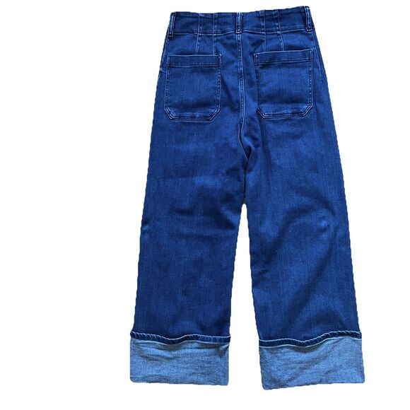Maeve Anthropologie The Colette Wide Leg Cropped Jeans Denim Blue Size 30 Boho - Picture 2 of 10